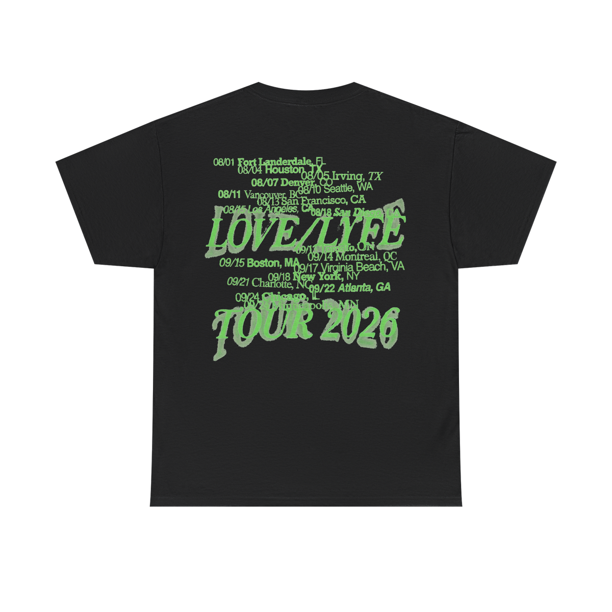 Yeat Tour Merch – Love/Lyfe Neon Tour Dates Tee